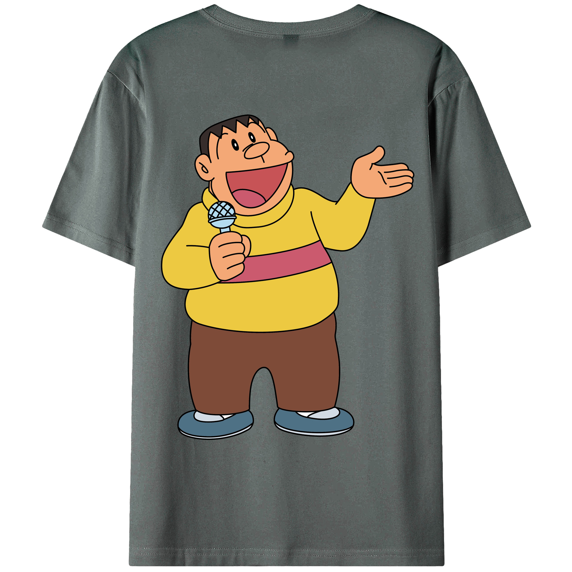 （画像用） ドラえもん 剛田武 Doraemon Gouta Takeshi 綿100％ メンズ半袖Tシャツ（バックプリント） 通気性